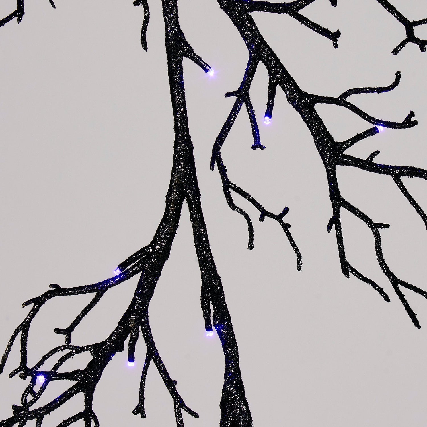 Pre-lit Spooky Black Glitter Garland