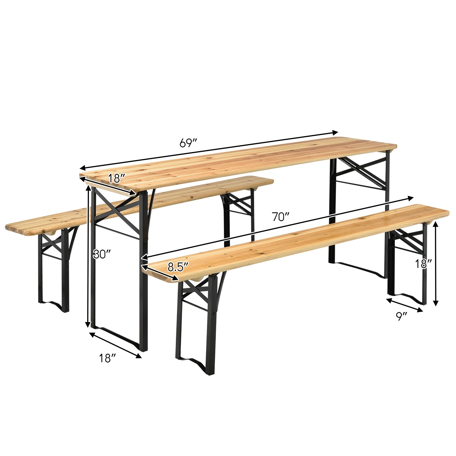 3 Pc Picnic Table/Bench Set