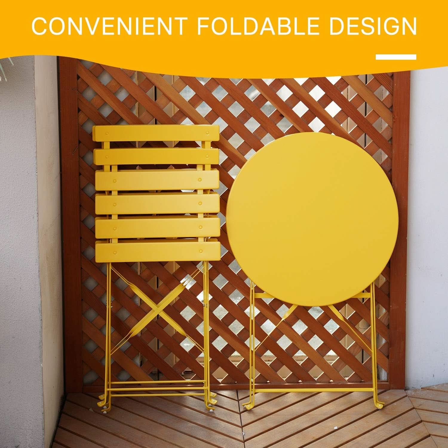 3 Piece Outdoor Bistro Set - Yellow