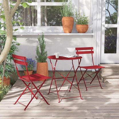 3-Piece Folding Outdoor Bistro Set in Red