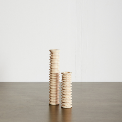 Spiral Pine Modern Wood Candle Candlestick Holder