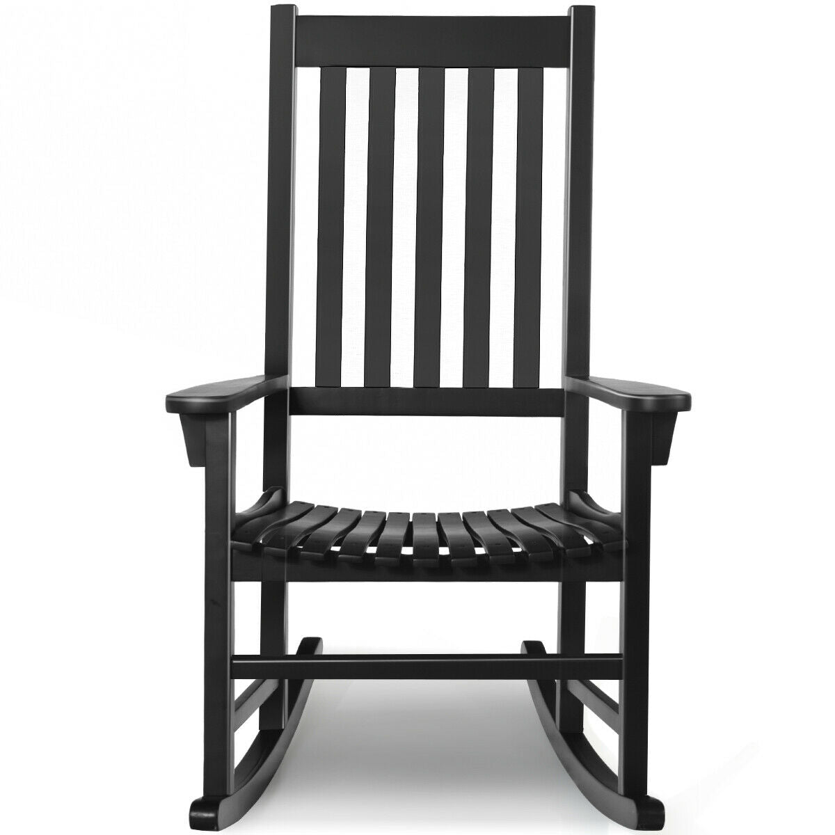 Indoor/Outdoor Wooden High Back Rocking Chair - Black, Natural, White