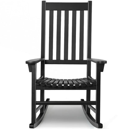 Indoor/Outdoor Wooden High Back Rocking Chair - Black, Natural, White