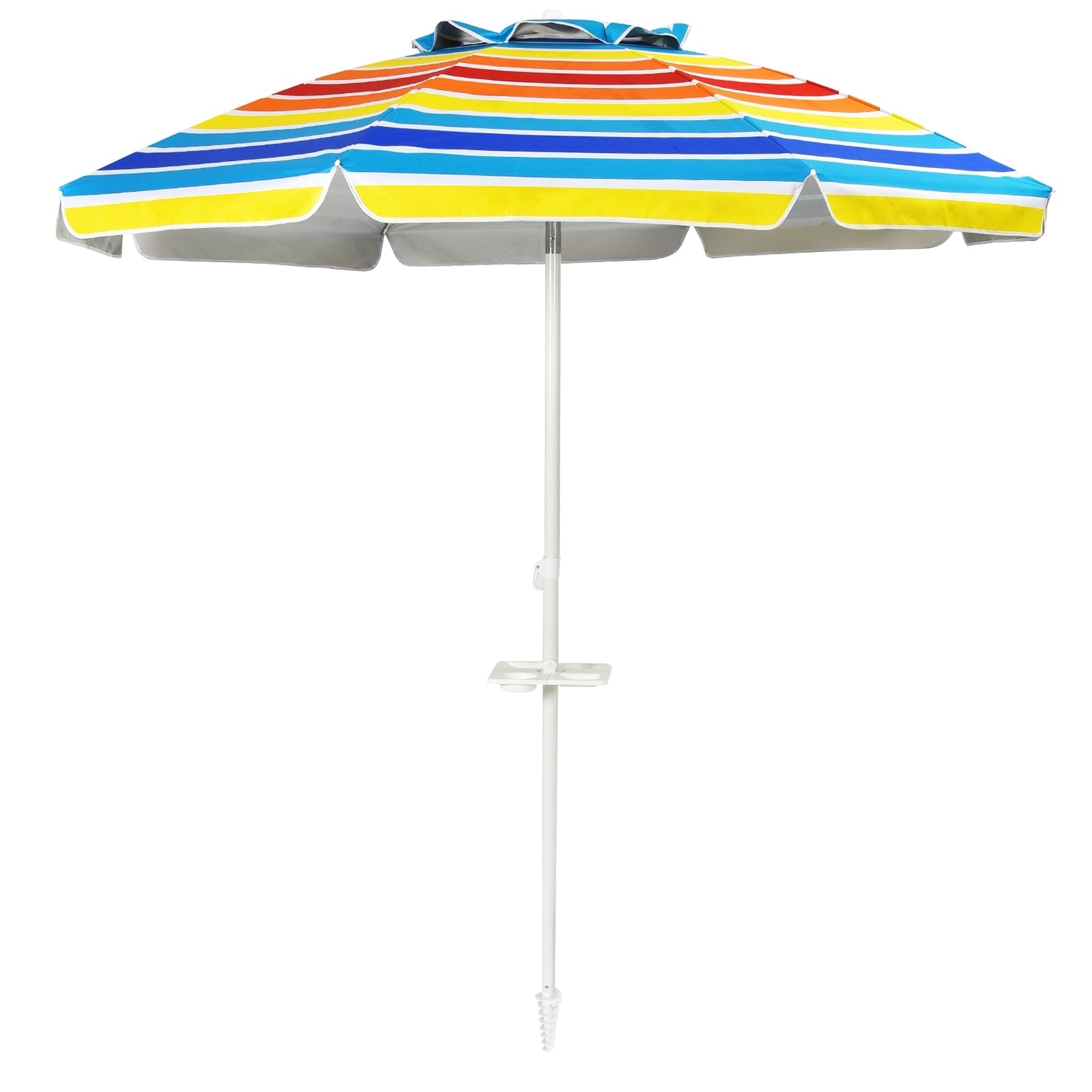 7.2 Ft Portable Outdoor Beach Umbrella with Sand Anchor and Tilt Mechanism