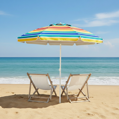 7.2 Ft Portable Outdoor Beach Umbrella with Sand Anchor and Tilt Mechanism