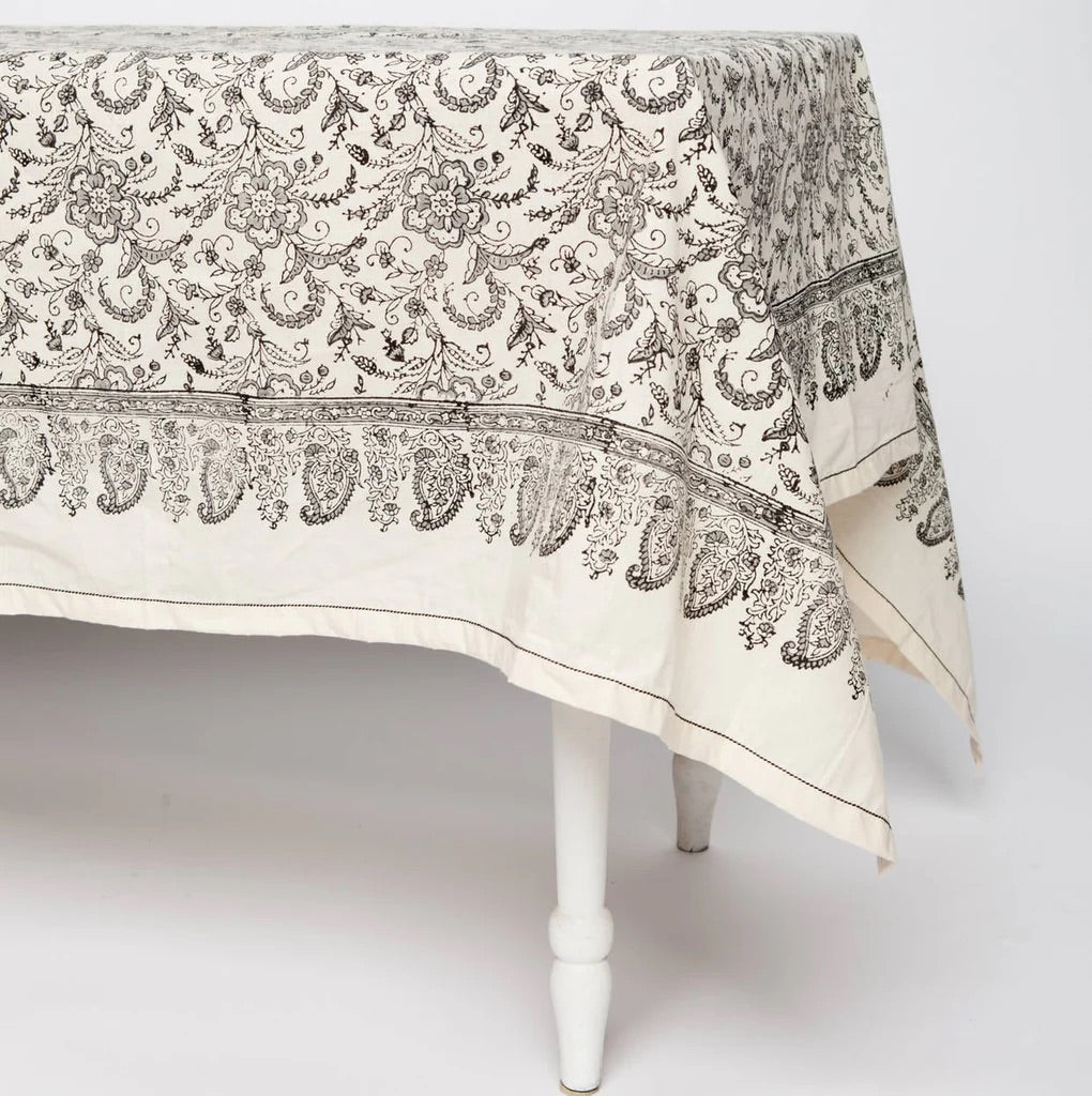 Hand Block Printed Cotton Tablecloths - Multiple Colors