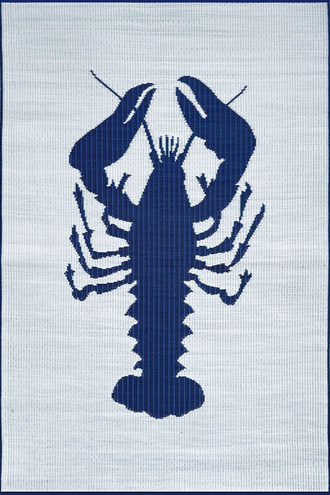 Lobster Blue &amp; White Outdoor Mat