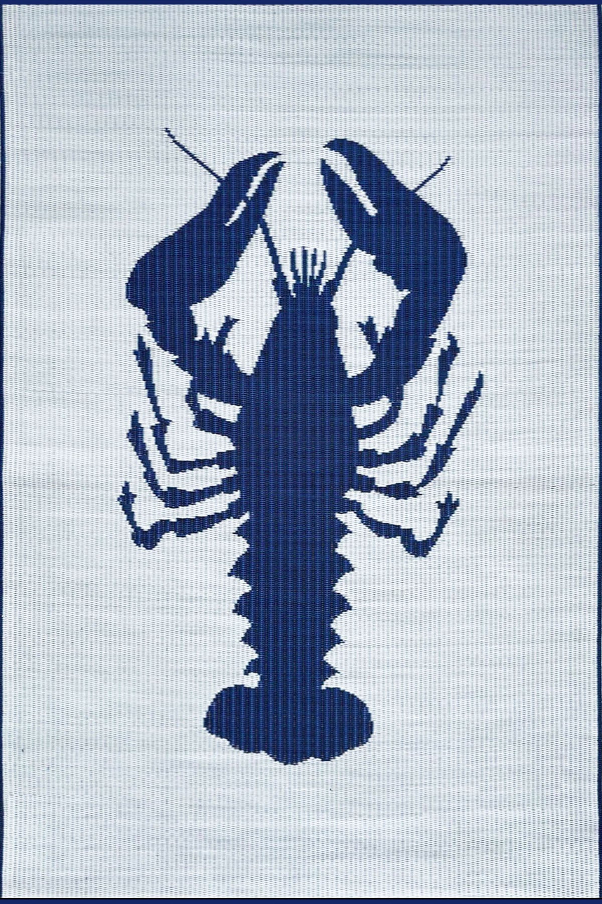 Lobster Blue &amp; White Outdoor Mat