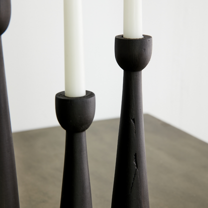 Tapered Candlestick Holders - Cognac, Espresso, Natural