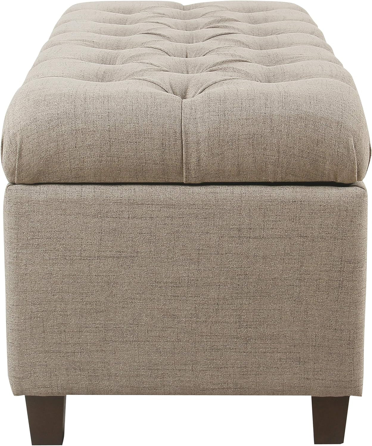 Tufted Storage Ottoman Bench in Beige