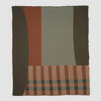 Patchwork Herringbone - Cotton Sustainable Knit Plaid Solid Throw Blanket
