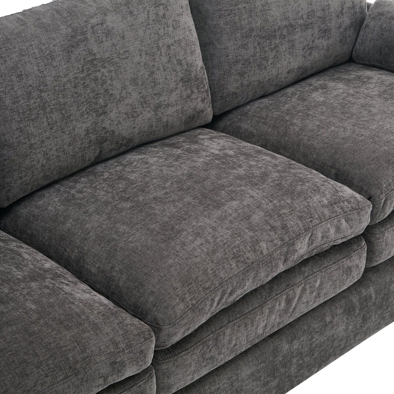 Cozy Upholstered Oversized 3-Seater Cloud Sofa in Dark Gray