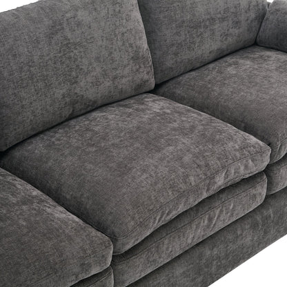 Cozy Upholstered Oversized 3-Seater Cloud Sofa in Dark Gray