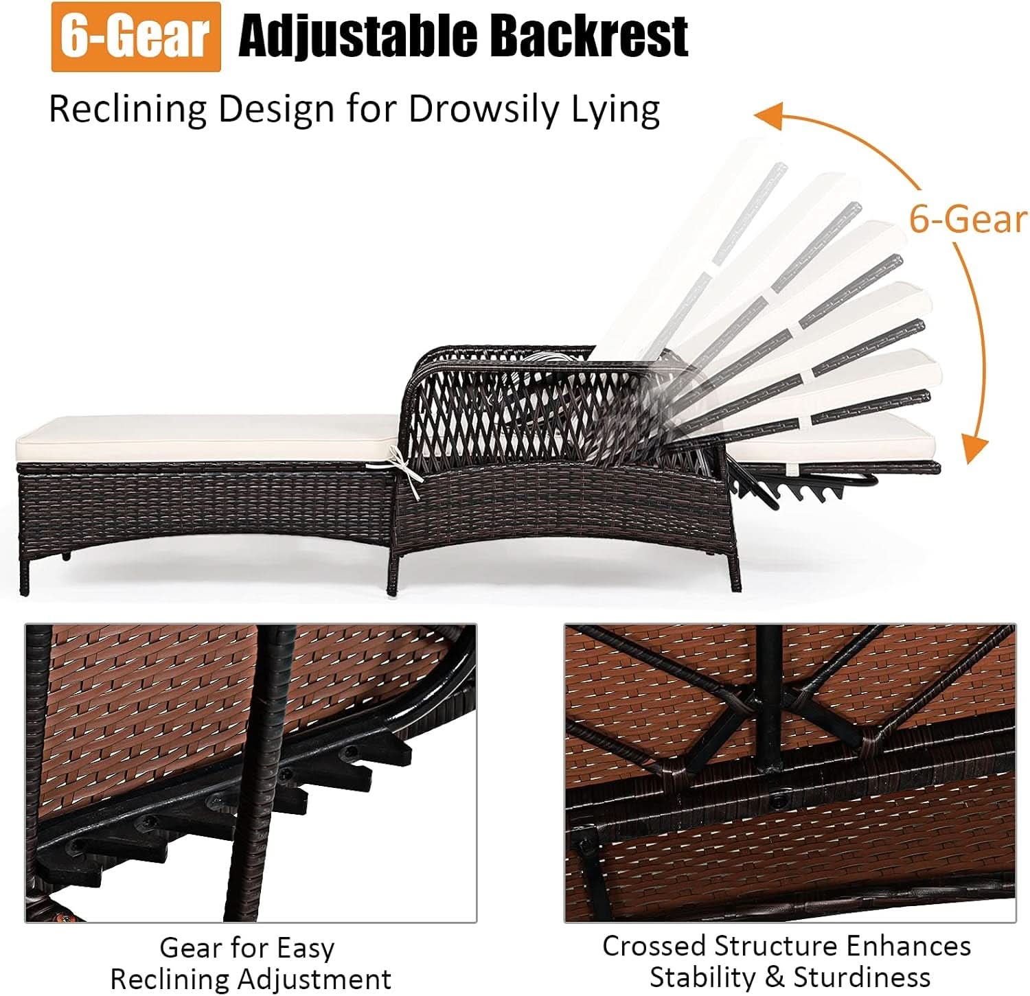 Adjustable Outdoor Chaise Lounge Chair
