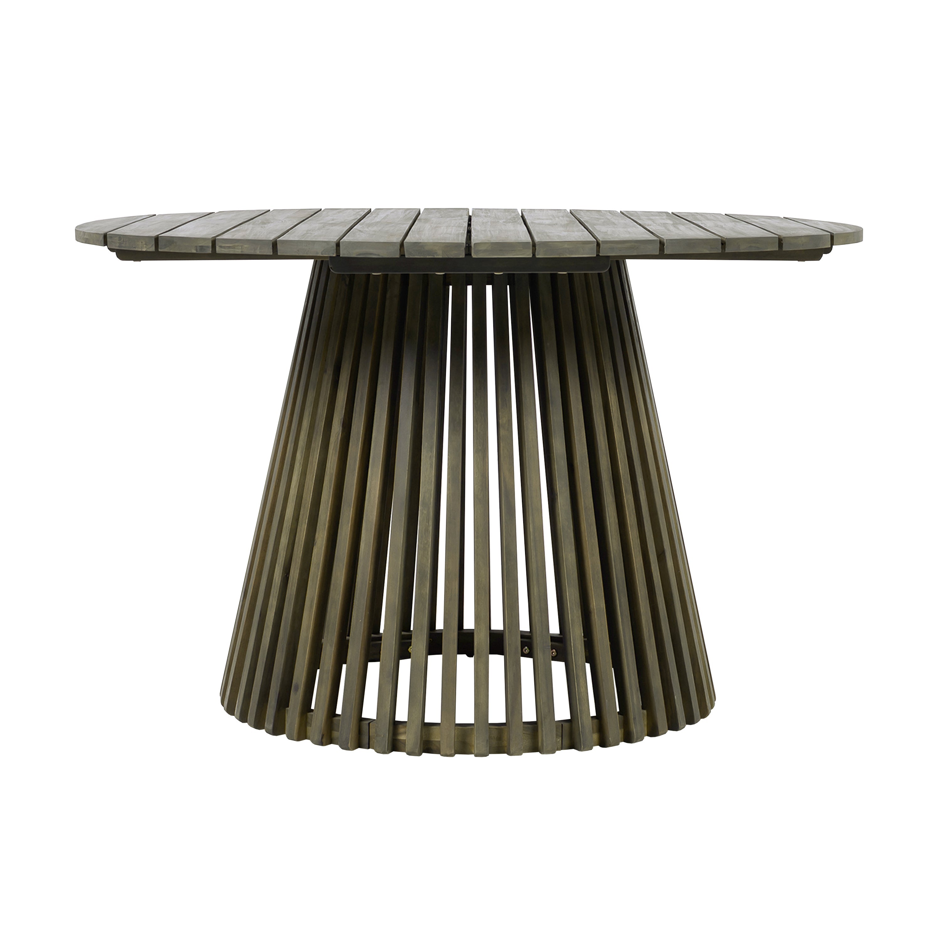 Round Outdoor Grey Acacia Wood Patio Dining Table - 47.25 inch