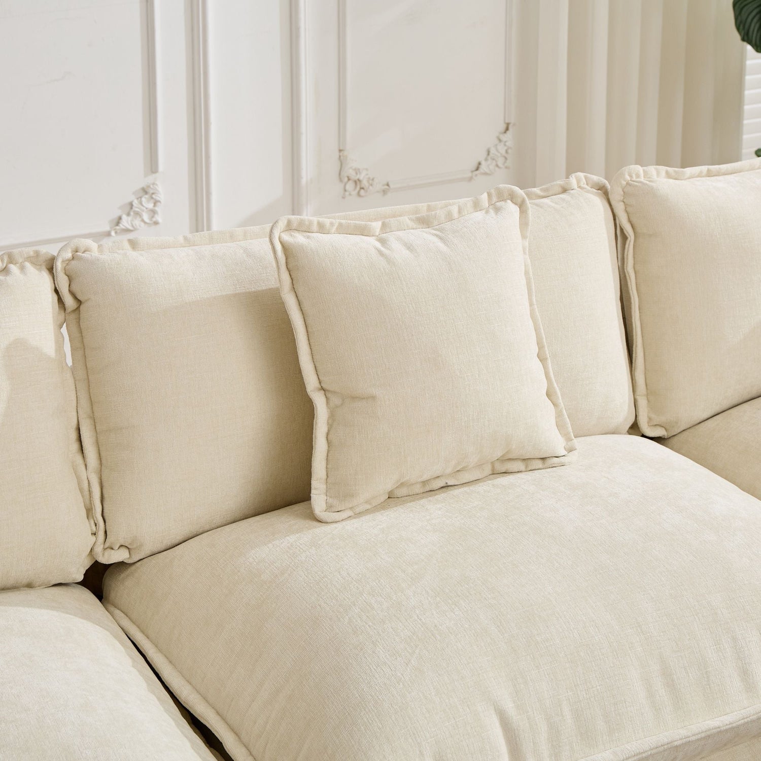 Cloud 3 Seat Sofa in Beige Chenille