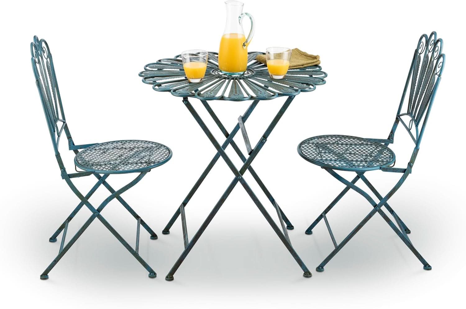 3 Piece Peacock Blue Bistro Set