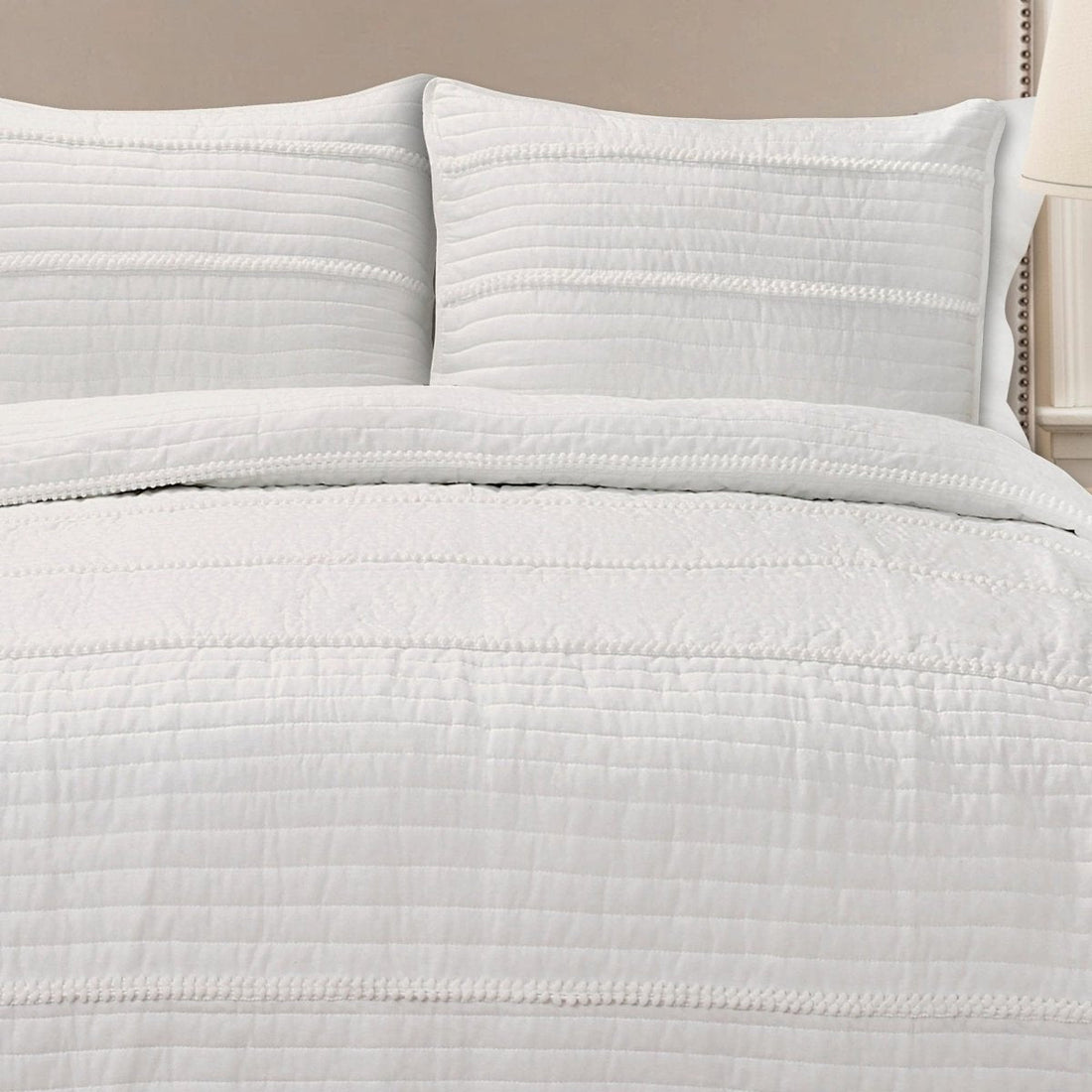 Pom Pom Stripe Quilt 3 Piece Set