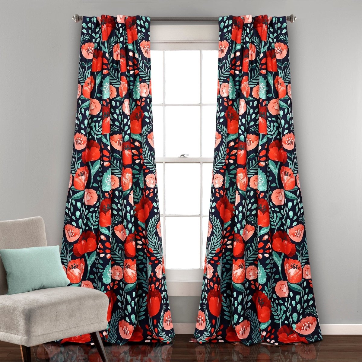 Poppy Garden Light Filtering Window Curtain Panel Sets