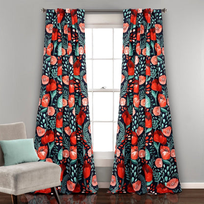 Poppy Garden Light Filtering Window Curtain Panel Sets