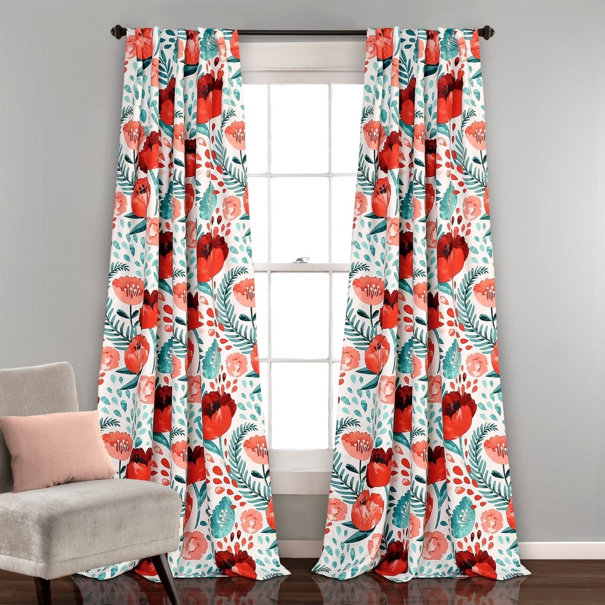 Poppy Garden Light Filtering Window Curtain Panel Sets