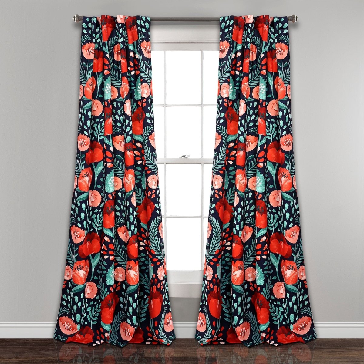 Poppy Garden Light Filtering Window Curtain Panel Sets