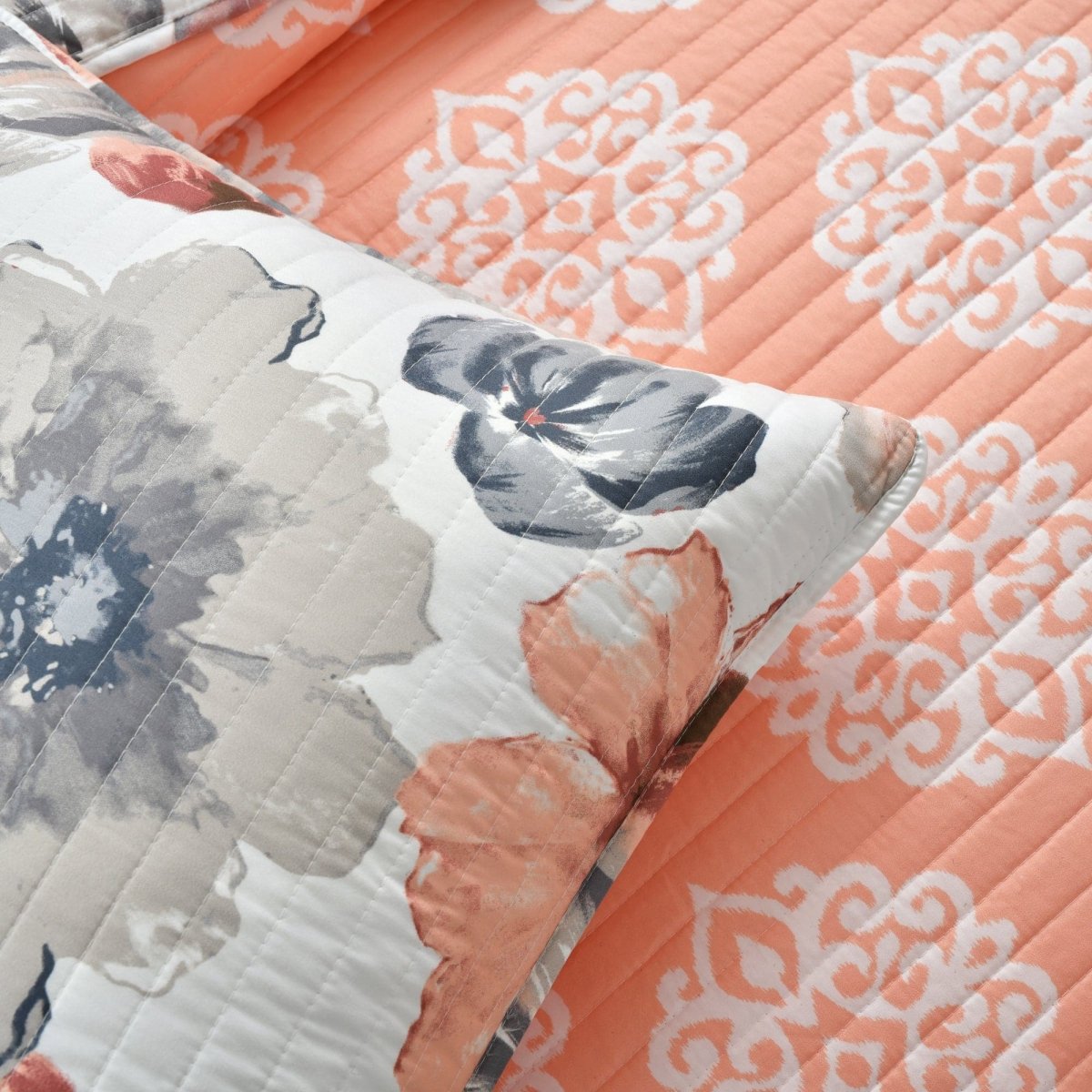 Leah 3 Piece Reversible Quilt Sets - 5 Colors
