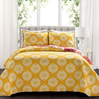 Leah 3 Piece Reversible Quilt Sets - 5 Colors