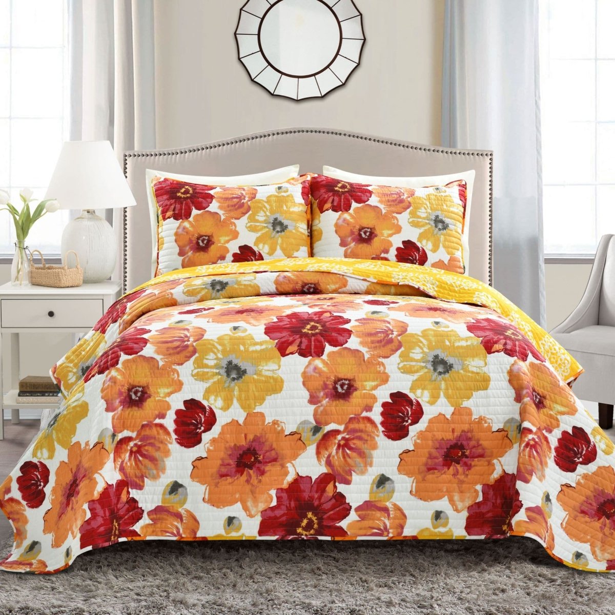Leah 3 Piece Reversible Quilt Sets - 5 Colors