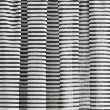 Boho-Coastal Horizontal Ticking Stripe Tassel Window Curtain Panel Sets