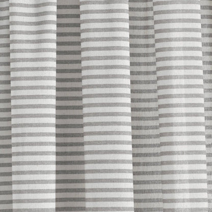 Boho-Coastal Horizontal Ticking Stripe Tassel Window Curtain Panel Sets