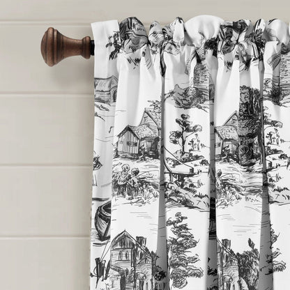 French Country Toile Room Darkening Window Curtain Sets