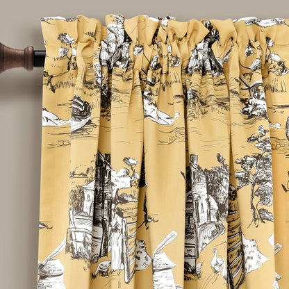 French Country Toile Room Darkening Window Curtain Sets