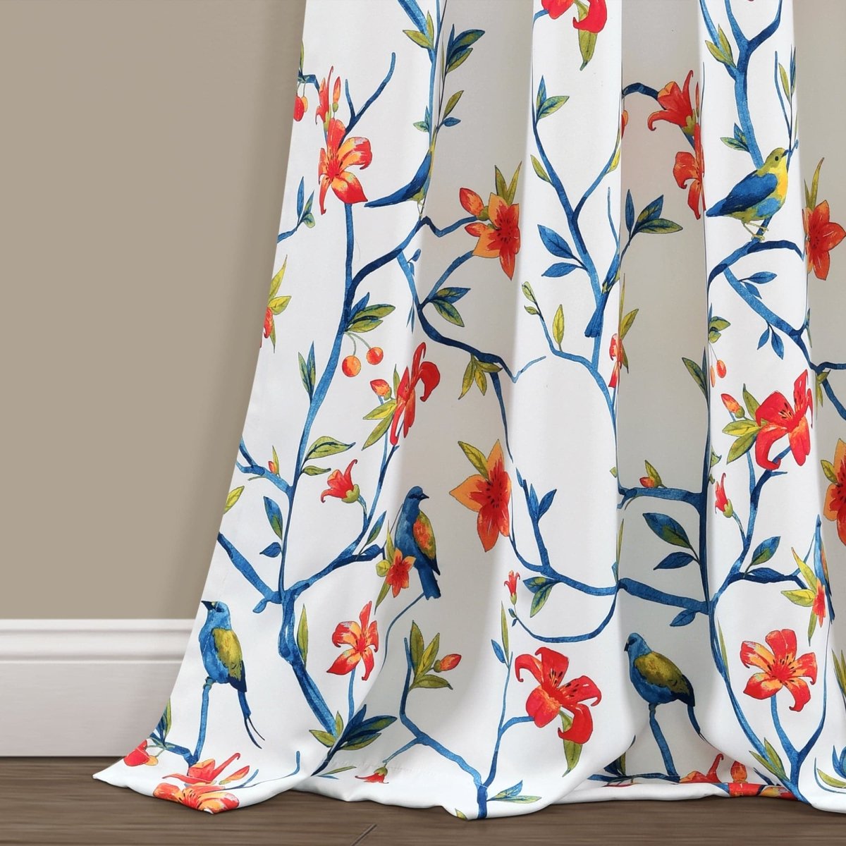 Neela Birds Light Filtering Window Curtain Panel Sets