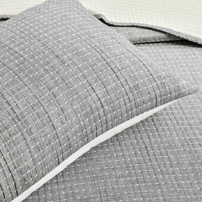Solid Kantha Pick Stitch Yarn Dyed Cotton Woven Quilt Sets - 5 Colors