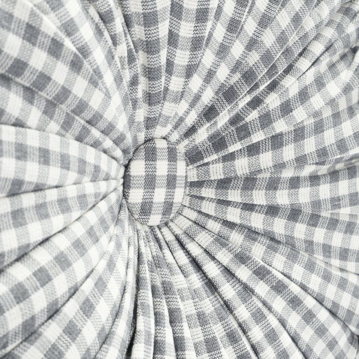 Gingham Check Yarn Dyed Pleated Round Pillow