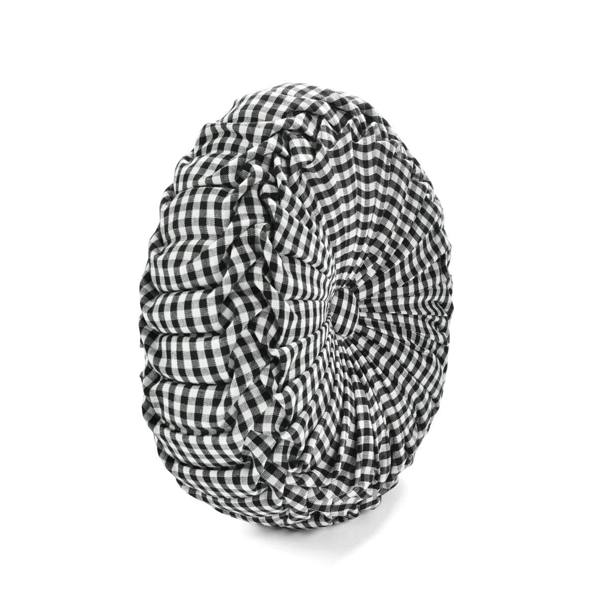 Gingham Check Yarn Dyed Pleated Round Pillow