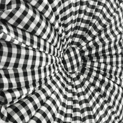 Gingham Check Yarn Dyed Pleated Round Pillow