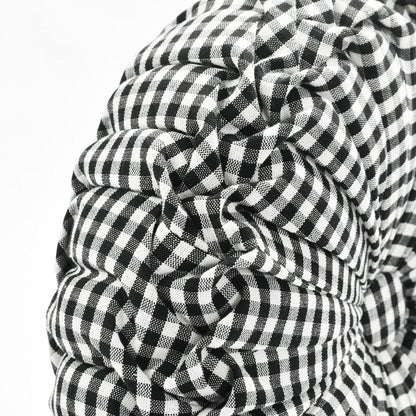 Gingham Check Yarn Dyed Pleated Round Pillow
