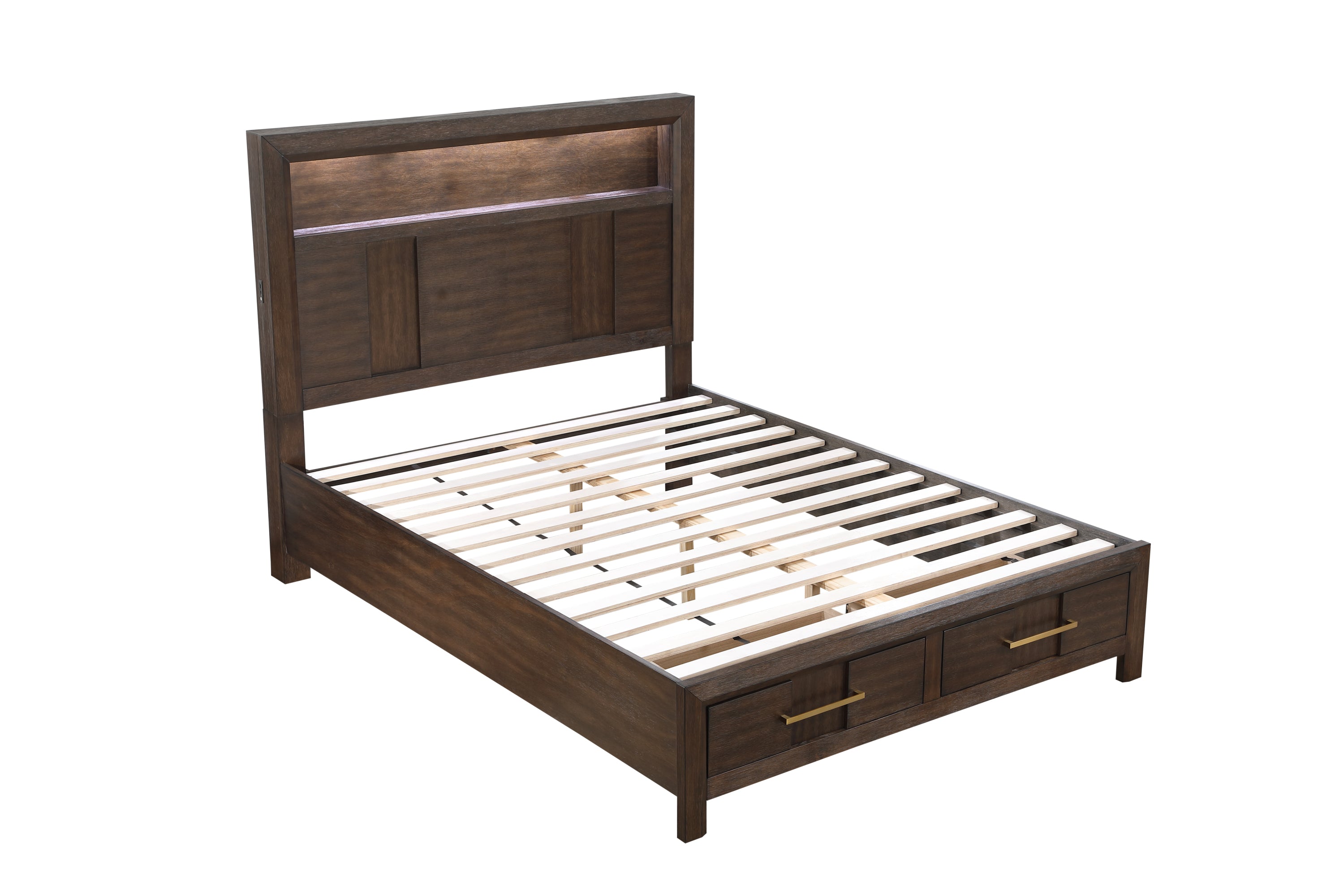 Modern 4 Piece Bedroom Set in Dark Walnut - King Size
