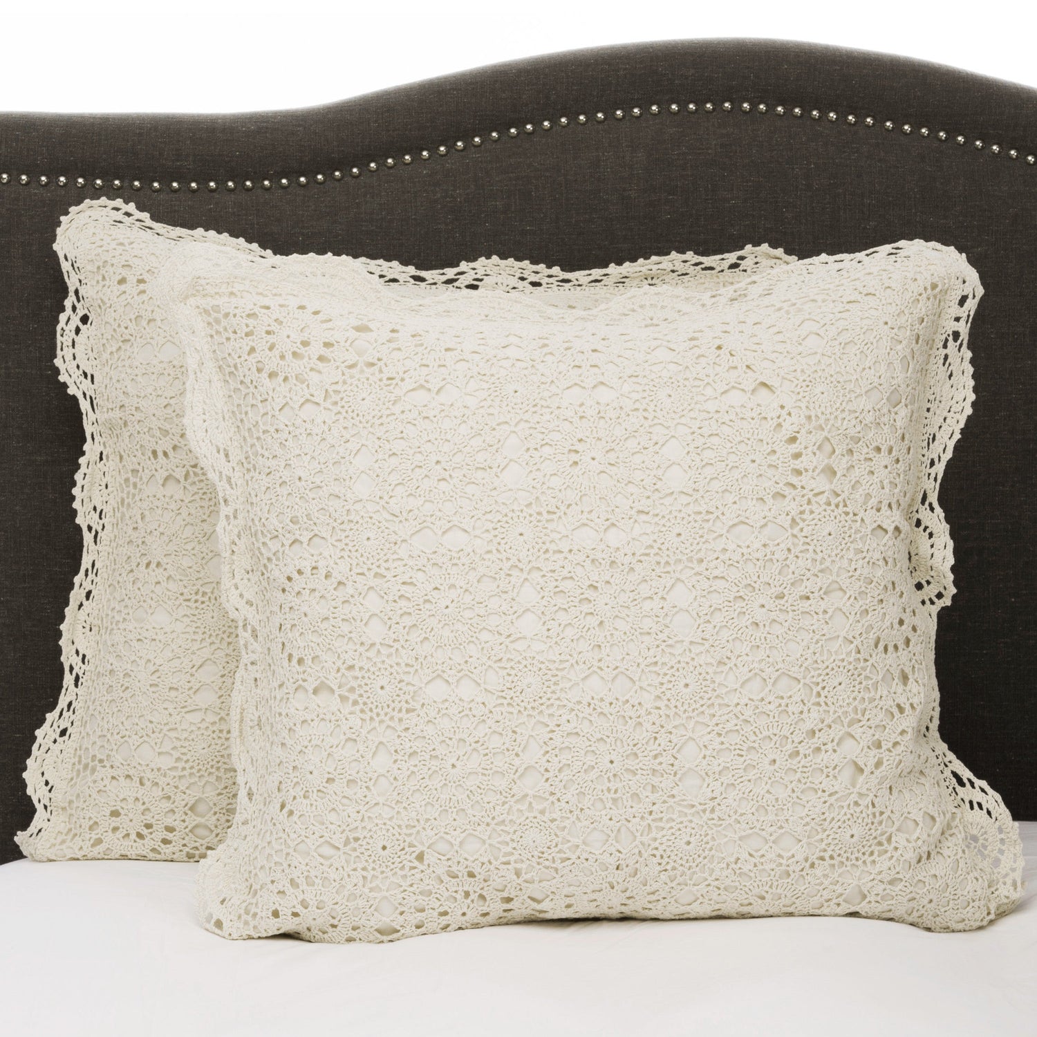 Hand Made Crochet Cotton Pillow Sham Pairs