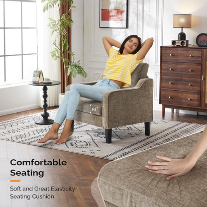 Light Brown Upholstered Living Room Armchair