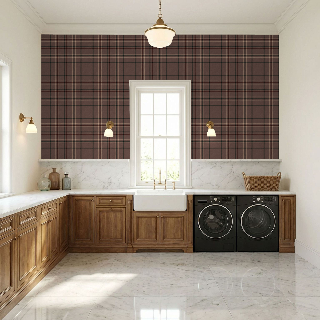 Rose Plaid Wallpaper