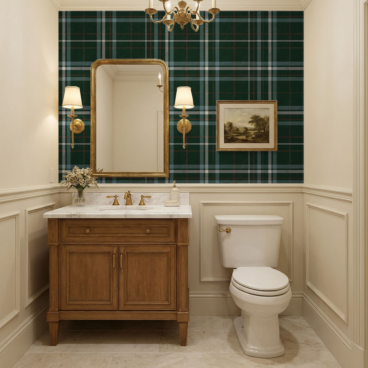 Emerald Plaid Wallpaper