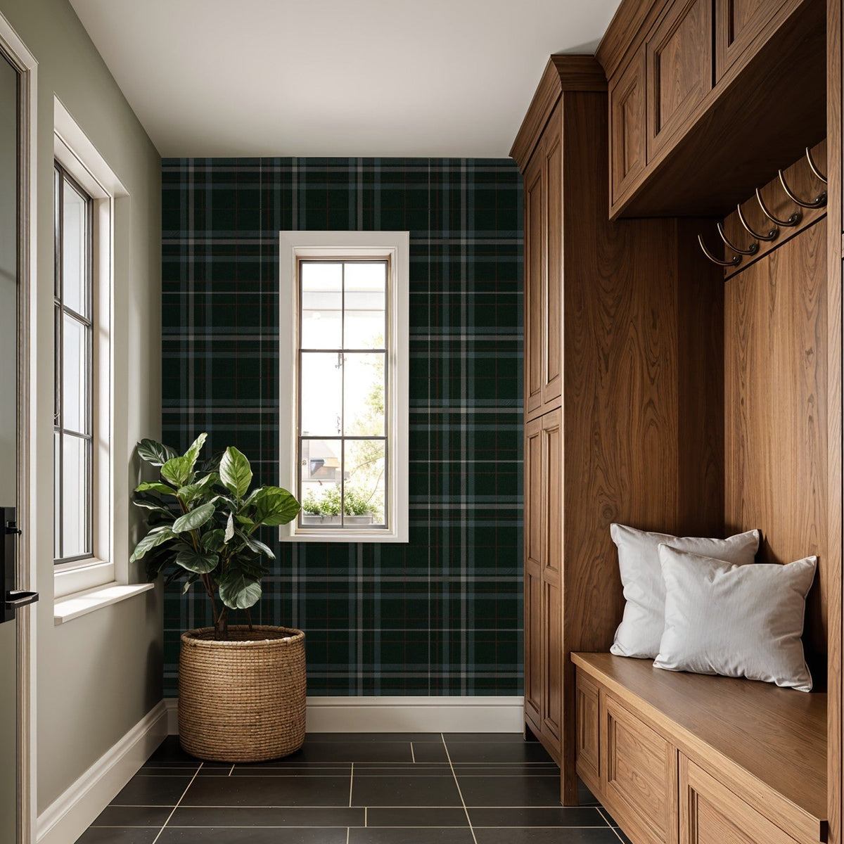 Emerald Plaid Wallpaper
