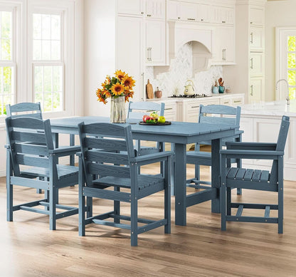 7 Piece Indoor/Outdoor HDPE Dining Set in Blue