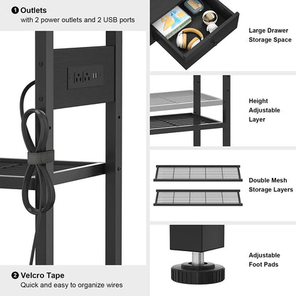 Black Console Table With USB Ports And Outlets