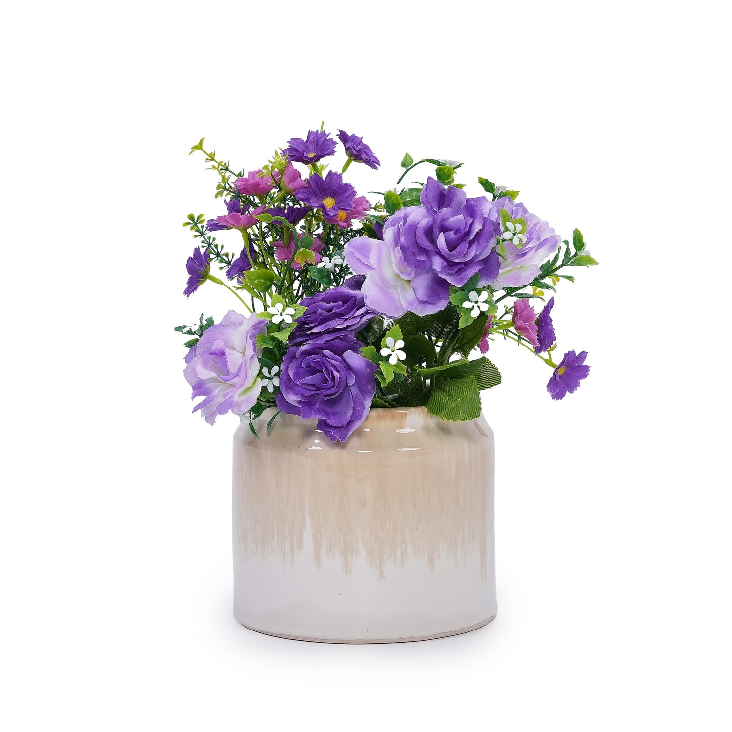 Set of 2 Gradient Ceramic Flowerpots - White/Brown