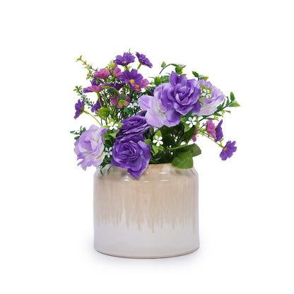 Set of 2 Gradient Ceramic Flowerpots - White/Brown