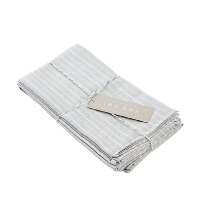 Grey Striped Cotton Napkin - Set Of 4